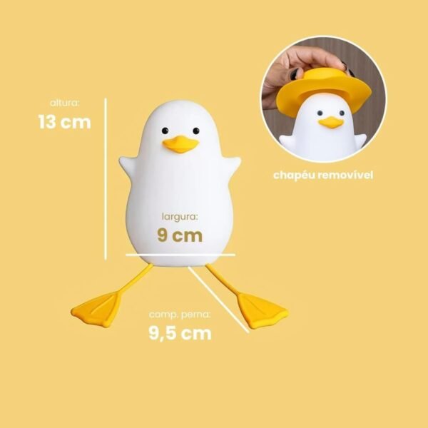 Luminária Abajur Led Noturna Infantil Patinho Fofo De Silicone Recarregável Usb Decoração De Mesa Com Sensor de Toque Luz - SHACK - Imagem 4