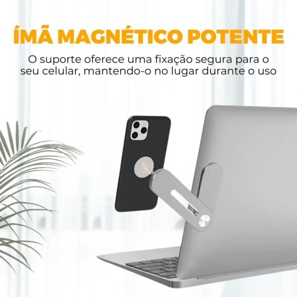 Gshield | Suporte de celular lateral para Notebook, Clipe magnético ajustável para fixação de smartphone - Prata - Imagem 3