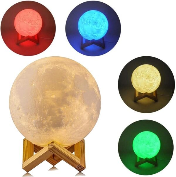 Luminaria 3D Lua Cheia Touch RGB Abajur Decoracao LED USB - Imagem 3