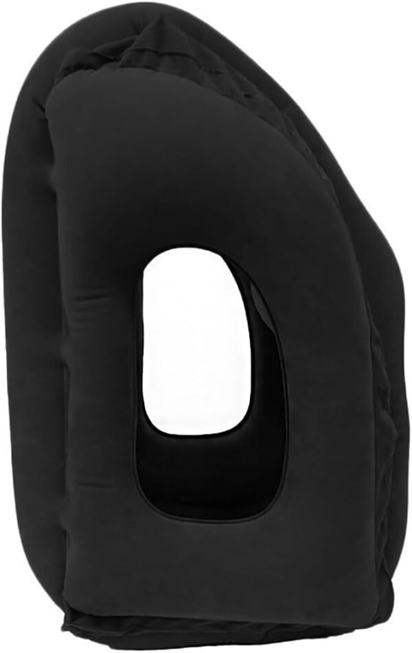 Almofada Viagem Inflável Travesseiro Descanso Dormir Suporte Cabeça Pescoço (Preto) - Imagem 2