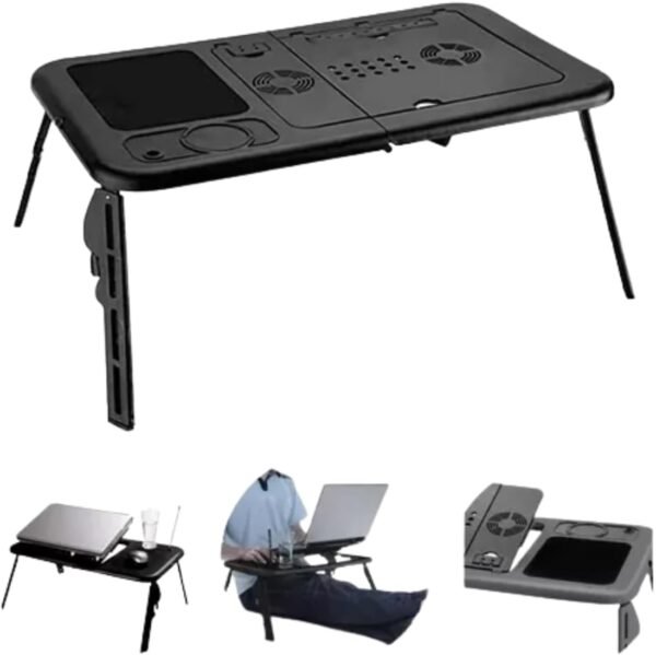 MESA NOTEBOOK APOIO REFRIGERADOR 2 COOLERS VENTILADOR SUPORTE BASE REFRIGERADA CAMA SOFA ERGONOMICA DOBRAVEL ARTICULAVEL - Imagem 3
