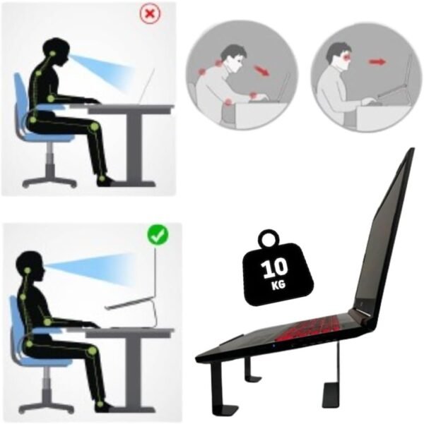 Base Suporte De Mesa Ergonômico Para Notebook Macbook Laptop Tablet Fixo Apoio Reforçado Ejp - Imagem 4
