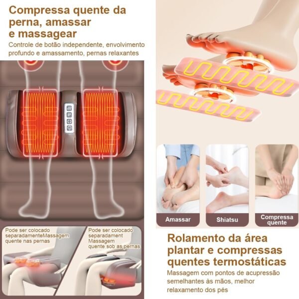 Massageador, Esteira Massageadora, Cadeira Massageadora, Massagem 5 em 1 Corpo Inteiro, 15 Modos de Combinação, Compressa Quente, Tapete De Massagem De Corpo Inteiro, Almofada - Imagem 5