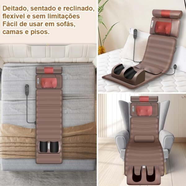 Massageador, Esteira Massageadora, Cadeira Massageadora, Massagem 5 em 1 Corpo Inteiro, 15 Modos de Combinação, Compressa Quente, Tapete De Massagem De Corpo Inteiro, Almofada - Imagem 6
