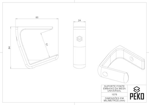 Suporte Para Fonte De Notebook Monitor Por Baixo Da Mesa (Branco) - Imagem 8