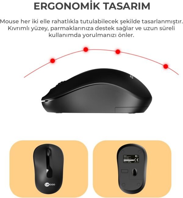 Combo Teclado e Mouse sem fio Lecoo KW211 Preto Layout ABNT2 Ergonomico, Mouse ambidestro e ergonômico alcance de 10 metros com nano USB Plug and Play wi-fi - Imagem 3