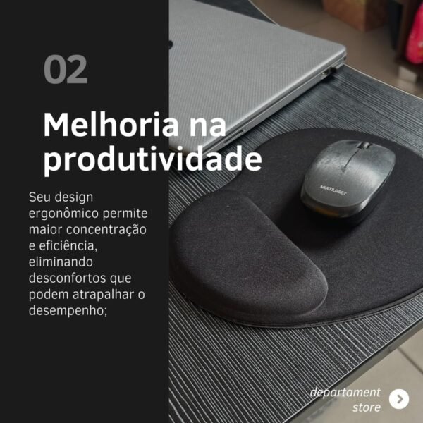 Mouse Pad Ergonômico c/apoio de punho super macio | Descanso de pulso poliéster escritório acessório |DEPARTAMENT STORE (PRETO) - Imagem 4