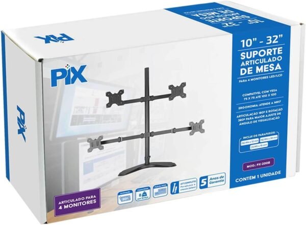 Suporte Articulado Com Base Para 4 Monitores De Mesa 10 Até 32" - Imagem 3