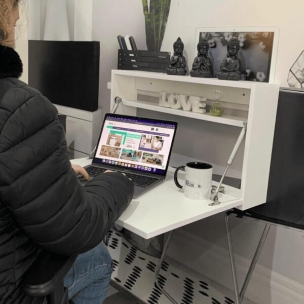 Mesa De Parede Escrivaninha Dobravel Para Home Office Branca - Imagem 5
