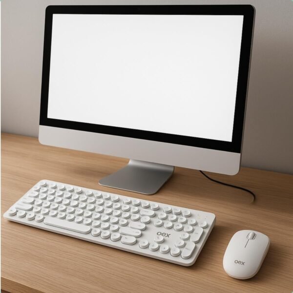 OEX Combo Pop+ Teclado e mouse sem fio 1600 Dpi TM410 - Teclas redondas - Branco - Imagem 3