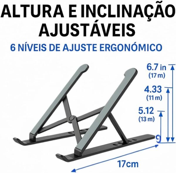 Suporte Regulável para Notebook, Design Ergonômico, Dobrável e Leve, para Home Office e Estudos - Imagem 4