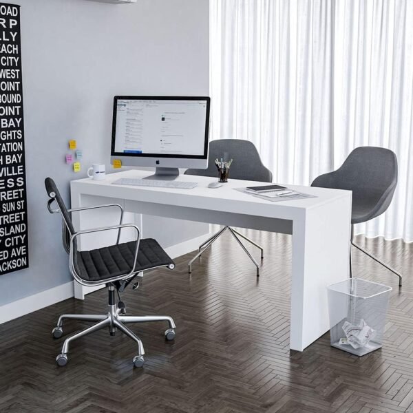 Mesa Office com Acabamento tipo Tamponado Branco Politorno - Imagem 2