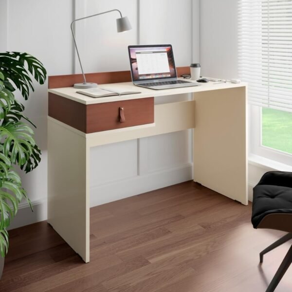 Mesa Para Computador com 1 Gaveta - Home Office e Estudos 90cm(Off com Cedro) - Imagem 3