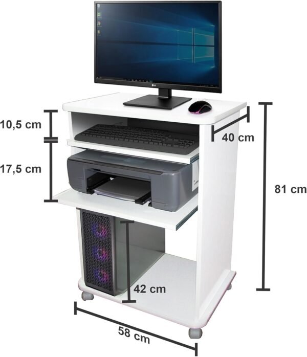 Escrivaninha Mesa para Computador com 2 Prateleiras Deslizantes – Design Moderno e Funcional, Ideal para Escritório e Home Office (Cor Branca) - Imagem 3