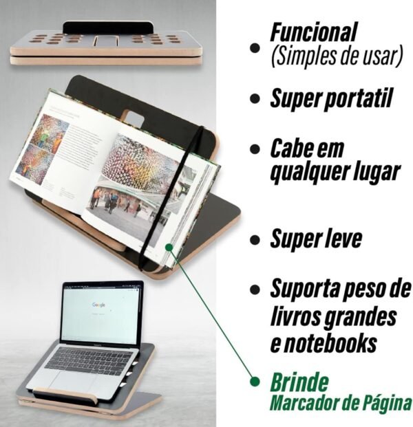 Suporte Ergonômico Apoio Para Livros Tablet E Apostilas Notebook Top - Imagem 2