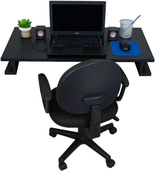 Mesa Escrivaninha de Estudos Suspensa Escritório Notebook Home Office MDF Preto 90cm - Imagem 3