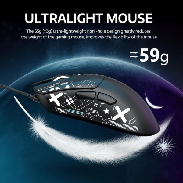 Mouse Sem Fio Gamer R1 18000dpi Paw3311 Tri Mode 1000hz, Pixart Paw3311 Ultraleve 3 Conexões (Preto) - Imagem 3