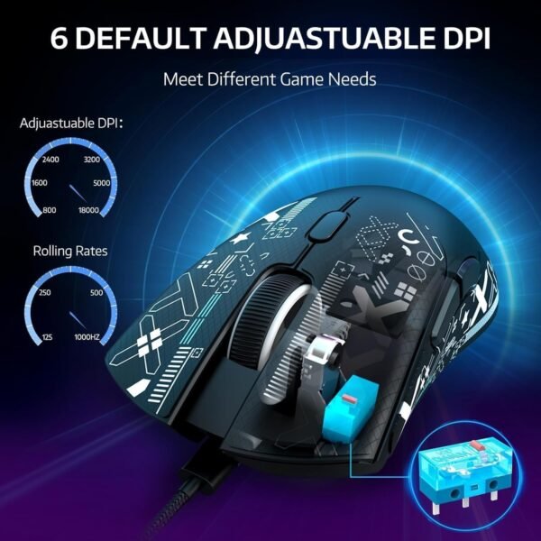 Mouse Sem Fio Gamer R1 18000dpi Paw3311 Tri Mode 1000hz, Pixart Paw3311 Ultraleve 3 Conexões (Preto) - Imagem 5