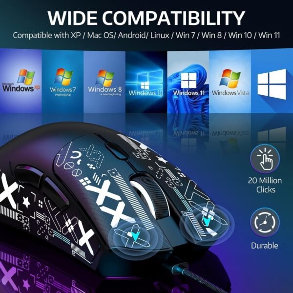 Mouse Sem Fio Gamer R1 18000dpi Paw3311 Tri Mode 1000hz, Pixart Paw3311 Ultraleve 3 Conexões (Preto) - Imagem 8