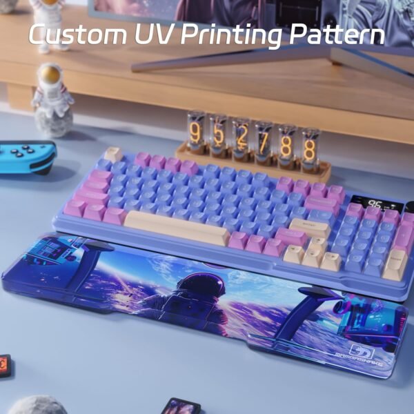 SELORSS Astronaut Descanso de pulso de teclado de acrílico, 68 teclas, teclado mecânico, apoio ergonômico para as mãos, para teclado de computador, escritório e casa - Imagem 3