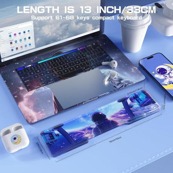 SELORSS Astronaut Descanso de pulso de teclado de acrílico, 68 teclas, teclado mecânico, apoio ergonômico para as mãos, para teclado de computador, escritório e casa - Imagem 8