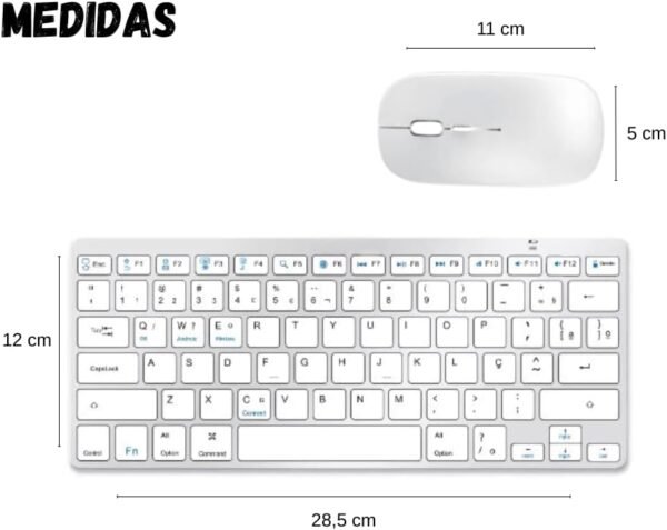 Combo Teclado e Mouse Bluetooth Sem Fio Padrão ABNT2 Teclado Para Notebook, Teclado Para Celular, Teclado Para iPad, Teclado Para Tablet, Teclado Para Escritório E-Shop Center - Imagem 3