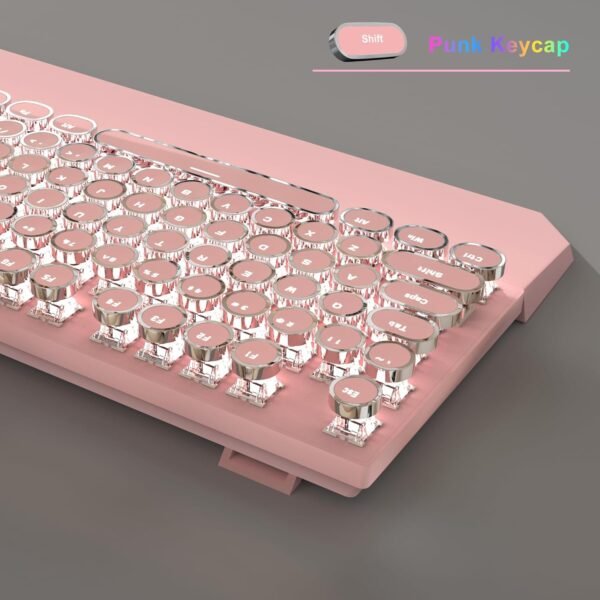 Combo de teclado e mouse para jogos mecânicos de máquina de escrever, teclas redondas punk retrô, RGB e arco-íris retroiluminado, teclado com fio para jogos e escritório, para laptop, PC - Imagem 3