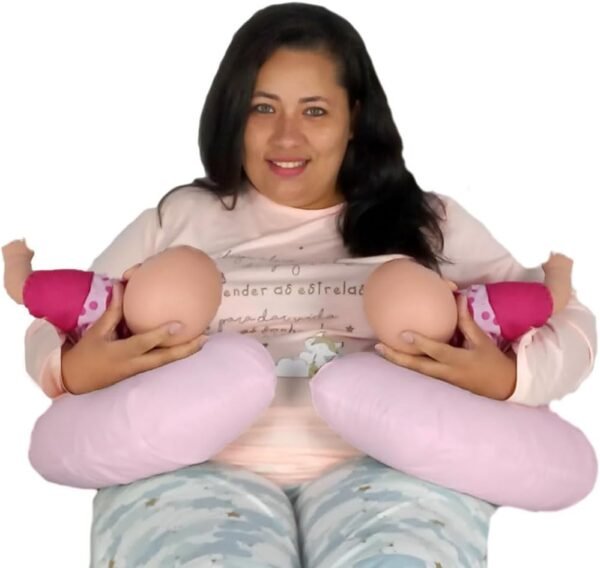 Almofada De Amamentação Bebe Gêmeos Happy Line (Pink) - Imagem 3