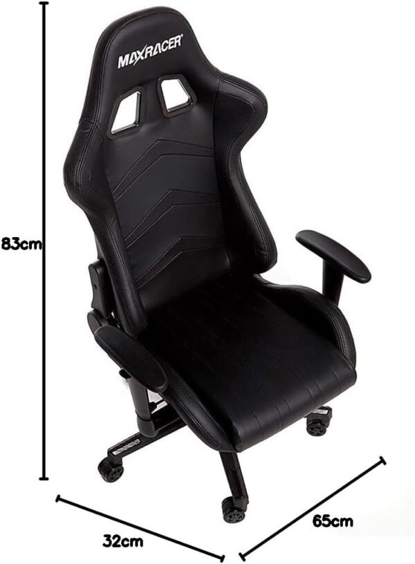 MAX RACER - Poltrona Home Office Aggressive - Cadeira Ergonômica de Aço, Cadeira de Escritório (Preta) - Imagem 3