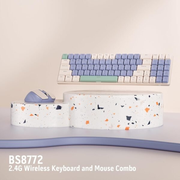 Kit Mouse e teclado mecânico sem fio Redragon BS-8772 CB Creme e Azul - Imagem 3