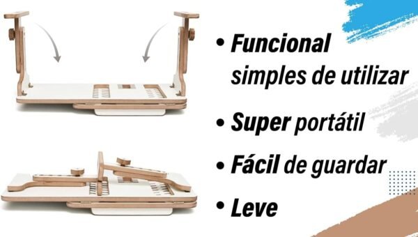 Mesinha Suporte Notebook Leitura Livreos Ajustável C/Apoio P/Mouse Cama Sofá Qualidade Premium - Imagem 3