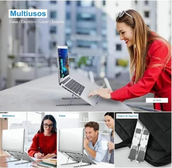 Suporte Premium De Notebook Alumínio Ajustável Notebook De 6 Ângulos Ajustável Alumínio Dobrável Ergonômico Para Desktop Portátil Compatíve - Imagem 6