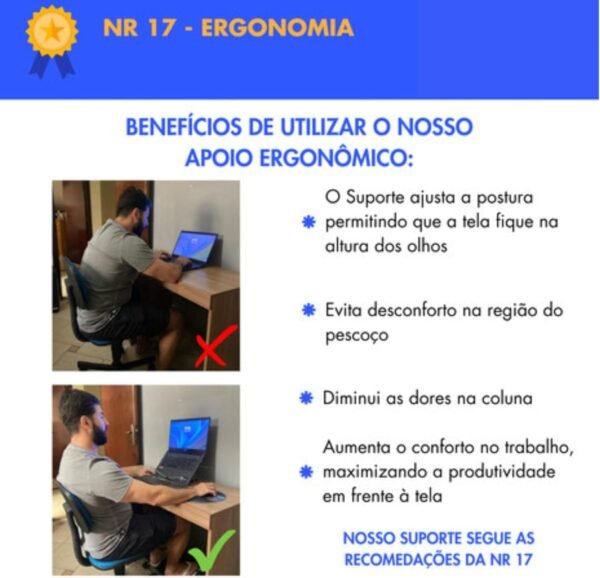 Base Notebook Ergonômico Ajustável Metal Resistente Anti Derrapante - Imagem 2