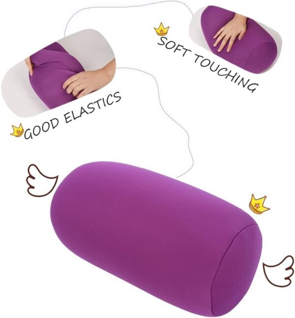 Nicoone Almofada de rolo de almofada, microesferas lombar, suporte para a parte inferior das costas para casa, cadeira de escritório e carro - roxo - Imagem 3