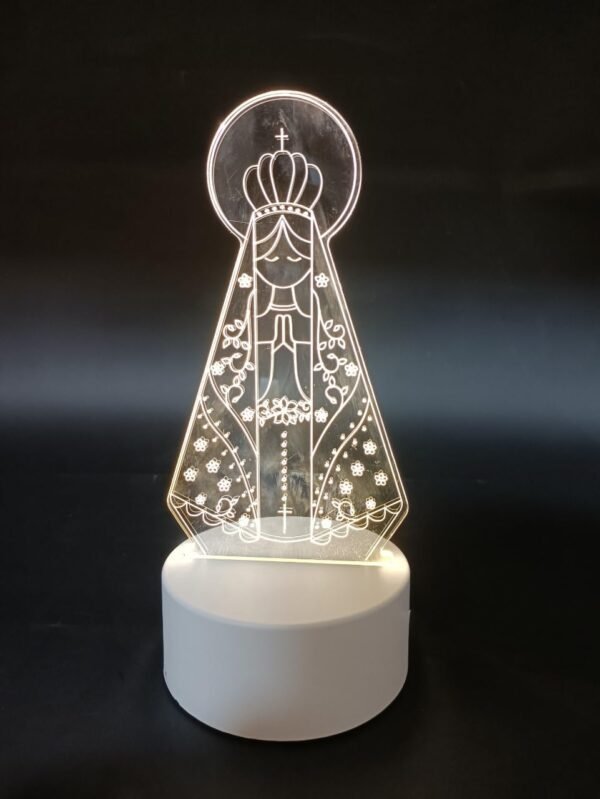 Luminária de Mesa Abajur 3D Nossa Senhora Aparecida Led 4W 5V 3 em 1 - Imagem 3