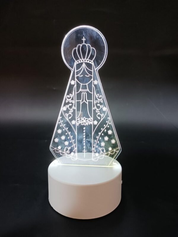 Luminária de Mesa Abajur 3D Nossa Senhora Aparecida Led 4W 5V 3 em 1 - Imagem 4