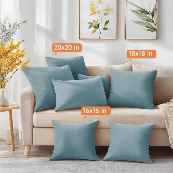 QUORGVES Conjunto de 2 capas de travesseiro de 30,5 x 50,8 cm com 2 capas de pilow lombar azul claro para sofá sofá quarto macio quadrado sólido céu costeiro azul bebê - Imagem 4