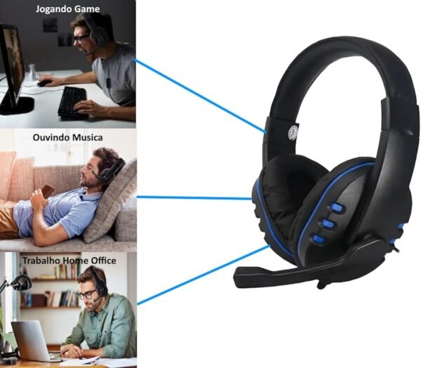 Teclado Gamer Semi Mecanico Led 3 Cores, Mouse Gamer 6 Botões Led RGB e Headset Fone de Ouvido Gamer - Kit Para Jogos em Pc Notebook Console (Cinza/Vermelho) - Imagem 5