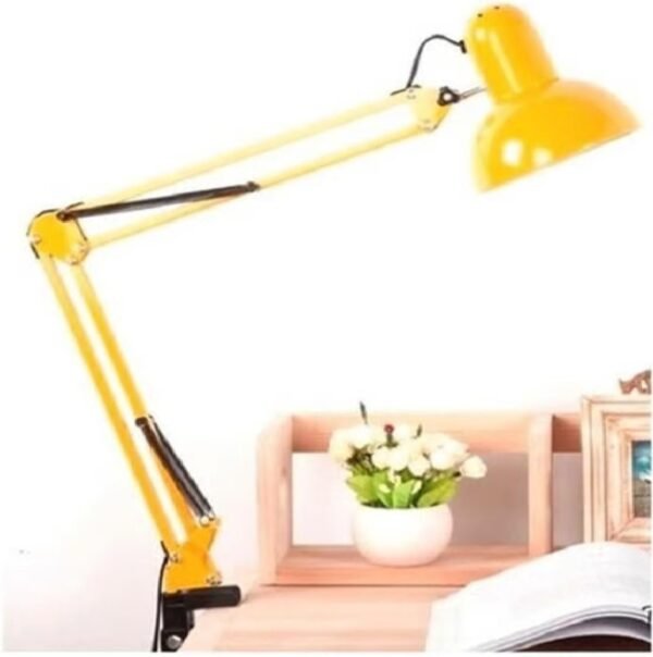 Luminária Mesa 2x1 Metal Abajur Lâmpada Base Garra Flex + Lâmpada LED GIMPO 811c Cor: Amarelo - Imagem 3