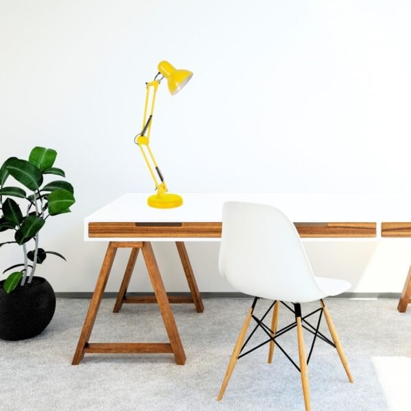 Luminária Mesa 2x1 Metal Abajur Lâmpada Base Garra Flex + Lâmpada LED GIMPO 811c Cor: Amarelo - Imagem 4