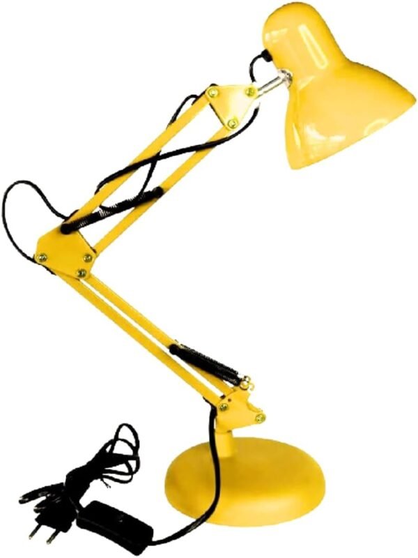 Luminária Mesa 2x1 Metal Abajur Lâmpada Base Garra Flex + Lâmpada LED GIMPO 811c Cor: Amarelo - Imagem 8