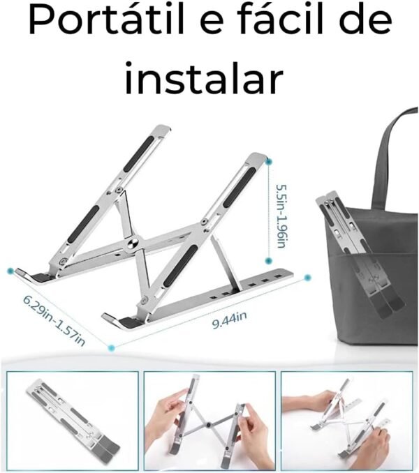 Suporte P/Notebook - Regulável, Ergonômico e Portátil (BRANCO) - Imagem 3