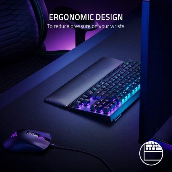 Razer Descanso de pulso ergonômico para teclados Tenkeyless: almofada de espuma viscoelástica de couro sintético de pelúcia - pés de borracha antiderrapantes - Imagem 3