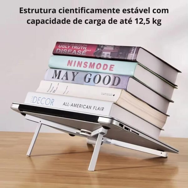 Suporte de Mesa para Celular Notebook e Tablet de Alumínio Ajustável Resistente Dobrável Portátil (Branco) - Imagem 4