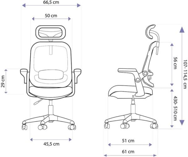 Cadeira de Escritório Ergonômica Cinza/Branca Elements Astra - Imagem 2
