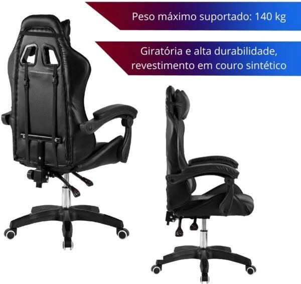 Urban Design Cadeira de Escritório Gamer Ergonômica Reclinável em Couro PU Stark - Imagem 4