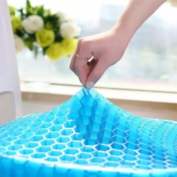 Almofada Ortopédica Gel, Assento Ergonômico com Tecnologia Colmeia, Azul, para Cadeira de Escritório - Imagem 4