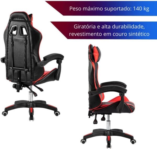 Urban Design Cadeira de Escritório Gamer Ergonômica Reclinável em Couro PU Stark - Imagem 4