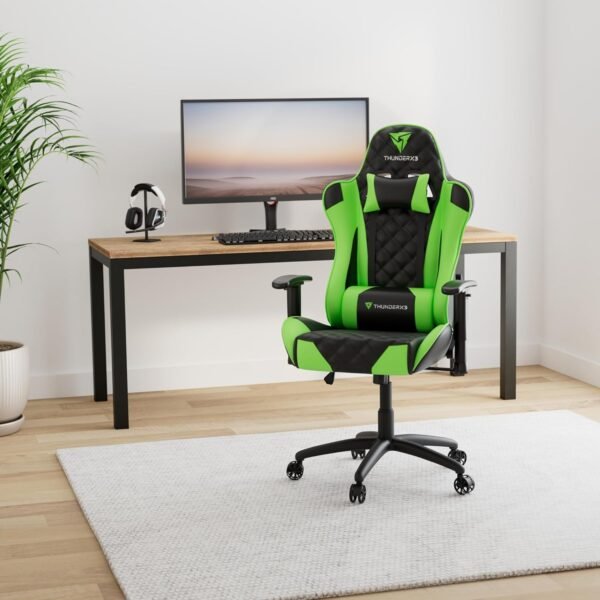 Cadeira Gamer Profissional TGC12 Preta/Verde ThunderX3. - Imagem 2