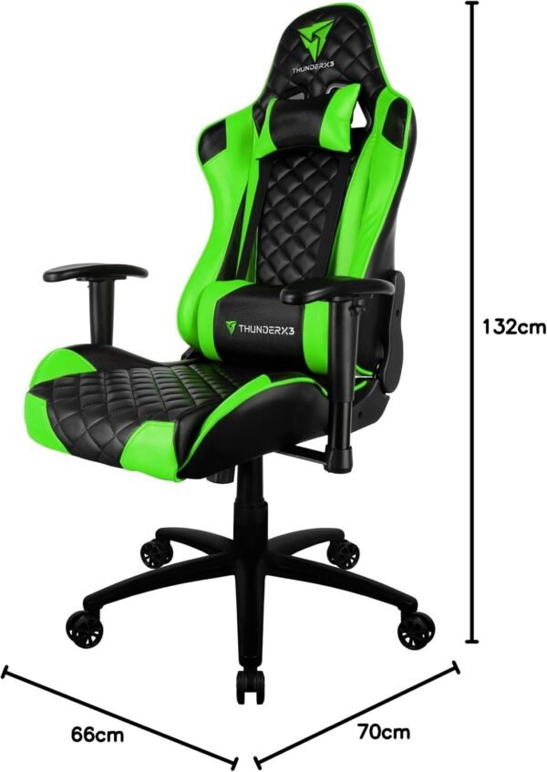 Cadeira Gamer Profissional TGC12 Preta/Verde ThunderX3. - Imagem 3